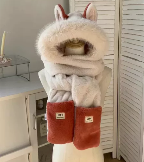 好运~火狐狸耳朵毛绒帽子女冬季保暖护耳雷锋...