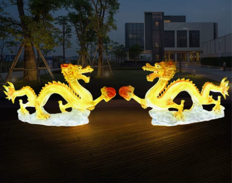 2024新年仿真龙雕塑发光生肖龙商场美陈景...