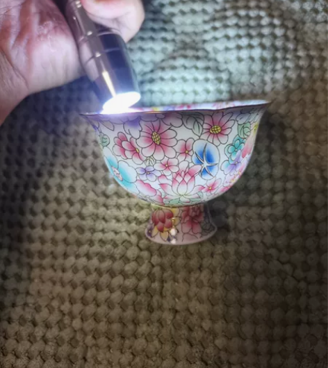 高档万花珐琅彩，描金主人杯，手工扒花，莲瓣...