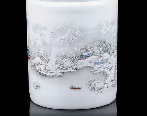 【全新】景德镇陶瓷笔筒，雪景笔筒高度11公...
