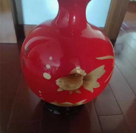 景德镇中国红陶瓷花瓶现代简约花瓶客厅摆件结...