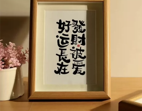 包邮质优真玻璃质感原木书法摆画摆件桌面装饰...