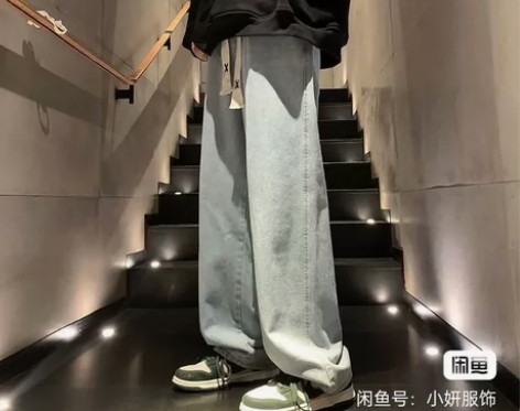 美式复古加绒加厚街头潮流潮牌耐用牛仔裤男女...