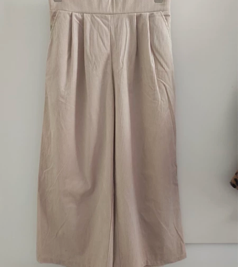 女全新L码灯芯绒阔腿裤子春秋加厚高腰直筒垂...