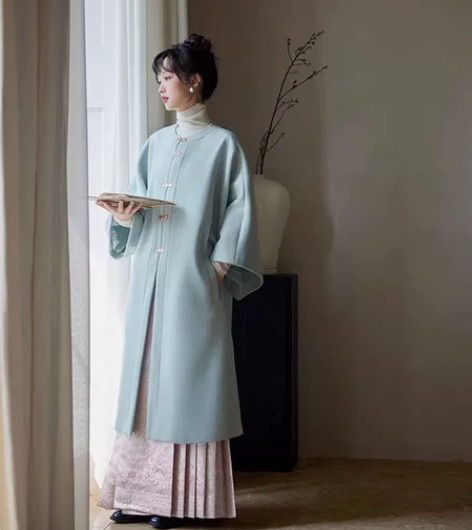 七月夕原创 静芳华 多色圆领对襟长袄汉服呢...