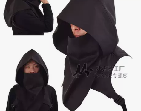 刺客周边忍者伪装暗黑神秘系男大帽子带面巾c...