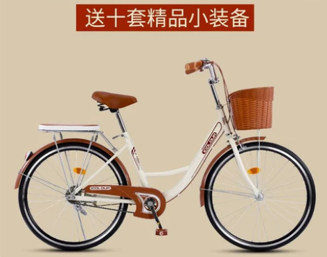 自行车女通勤轻便单车上班代步实心胎普通24...