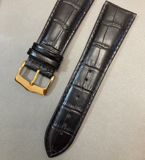 26mm阿玛尼黑色牛皮表带全新包邮送工具。...