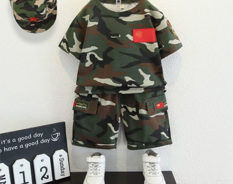 儿童迷彩服套装男童夏季军训服特种兵衣服小男...