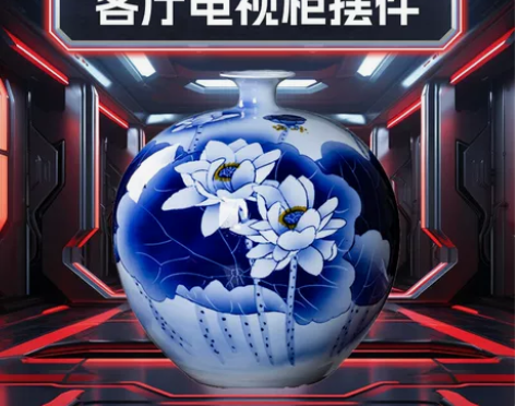 景德镇陶瓷器青花瓷手绘花瓶客厅电视柜家居装...