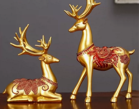 金色招财鹿摆件客厅酒柜装饰品摆设吉祥鹿家居...