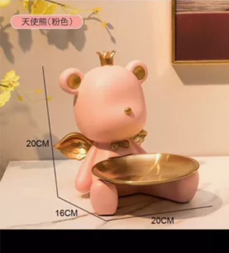 天使小熊钥匙收纳托盘客厅电视酒柜桌面摆件家...