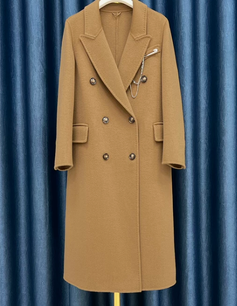 高端大牌2023秋冬新双面羊绒绵羊毛呢女中...