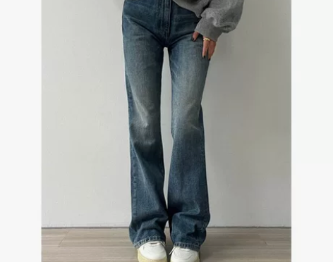 大码女装复古牛仔喇叭裤女胖mm秋冬高腰显瘦...