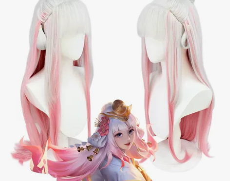 王者新皮肤娜可露露前尘镜cos假发 分体发...