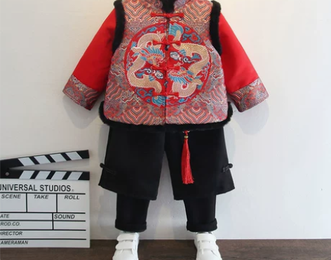 拜年服男童儿童唐装周岁礼服中国风古装汉服男...