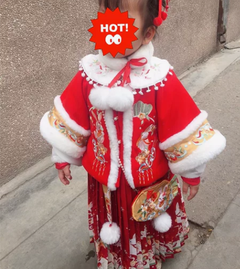 【限时折扣整套包邮】儿童汉服女童拜年服加厚...