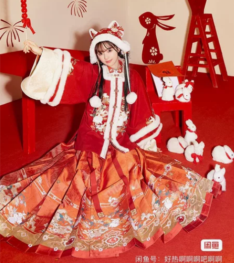 十三余小豆蔻儿[瑞兔相迎]新年拜年方领袄琵...