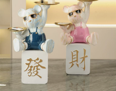 客厅装饰品 网红招财暴力熊落地大摆件家居乔...