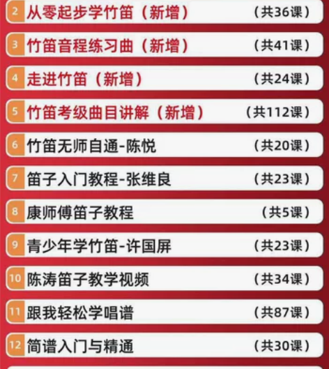 竹笛教程优盘初学者零基础课程中老年人自学笛...