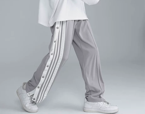 秋季新品休闲裤男宽松潮流排扣长裤子休闲潮牌...