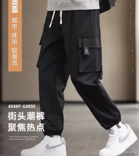 #秋季穿搭一整套工装裤男春秋款男士宽松束脚...