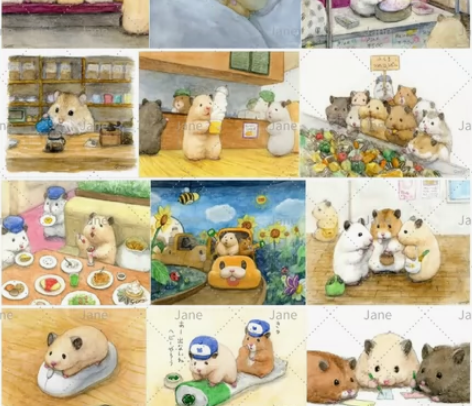 【500张】可爱卡通手绘宠物小仓鼠金丝熊头...