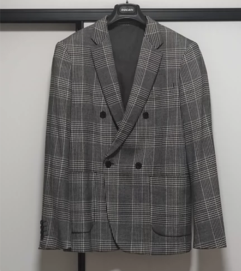 ZARA suits系列千鸟格黑白条纹格呢...