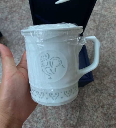 十二生肖景德镇影青玲珑陶瓷茶杯带盖家用手工...