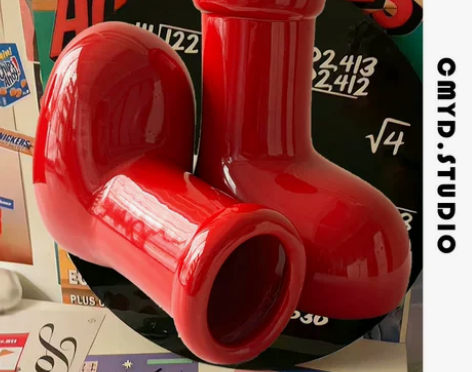 花容慕色新年摆件填绘取悦自己的生活红鞋子陶...