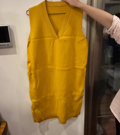 针织背心马甲女春秋纯色v领马夹裙毛衣过膝中...