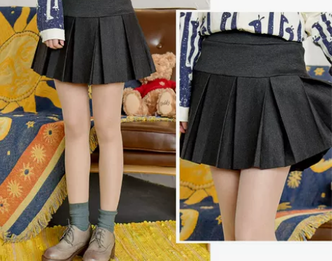 森女部落百搭半身裙学院风百褶裙日系短裙打底...