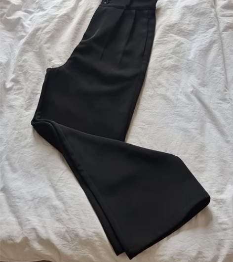 黑色阔腿裤女秋冬高腰西装裤加厚显瘦直筒裤梨...