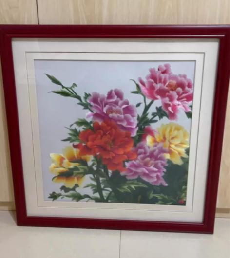 苏绣刺绣牡丹装饰画纯手工59??59cm ...