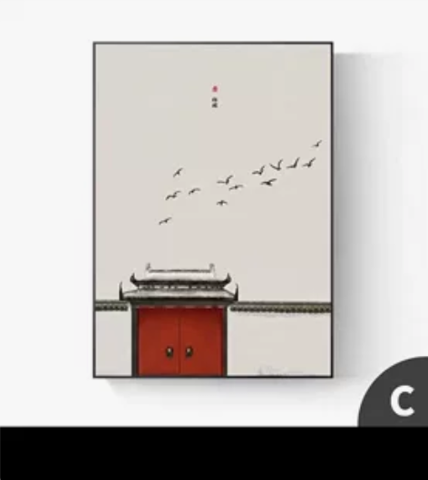 客厅玄关背景墙新中式装饰画白鹤寓意仙鹤意境...