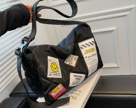 牛津布菱格单肩斜挎包包女2022新款大容量...