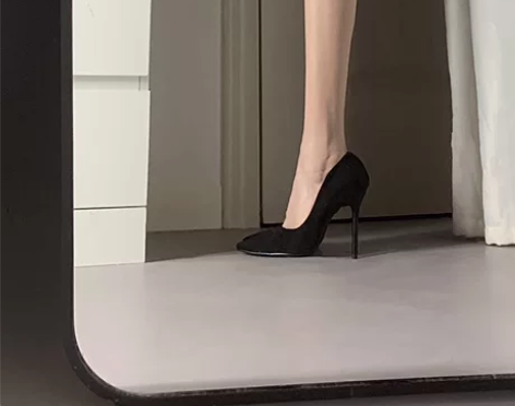 羊猄绒高跟鞋女2024春秋新款真皮百搭尖头...