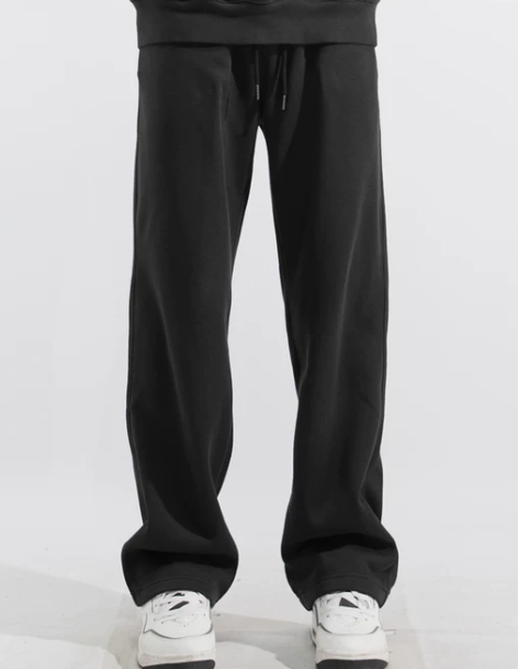 秋冬季日系宽松针织直筒裤子男生加绒裤子卫裤...