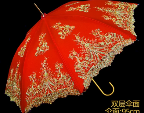 结婚红伞婚伞红色出嫁伞婚庆用中式陪嫁婚礼红...