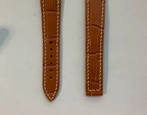 进口美洲鳄金棕色鳄鱼皮表带  折叠扣，手工...