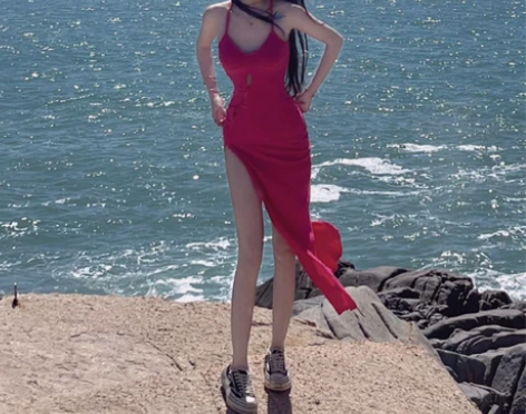 法式复古海边连衣裙度假裙ins超火拍照三亚...