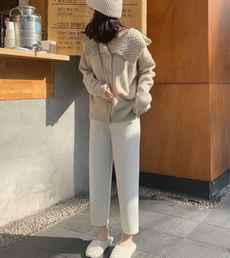 灯芯绒直筒裤秋冬加绒宽松显瘦大码针织萝卜裤...