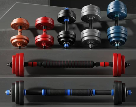 朗威 包胶环保哑铃男士足重杠铃家用健身器材...