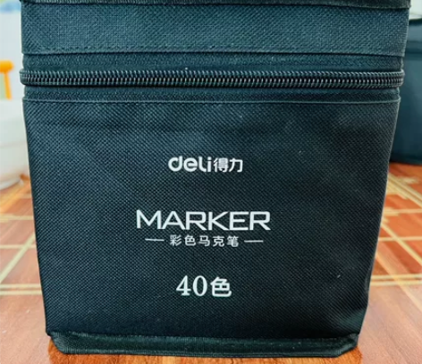 九成新得力油性速干双头彩色马克笔40色 感...