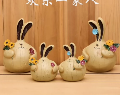 家居装饰品客厅小摆件工艺品可爱树脂兔子创意...