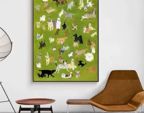 【真的很治愈】北欧装饰画摆画可爱狗狗乐园绿...