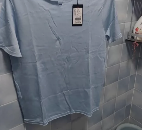 布先生天蓝色针织衫针织T恤，小卷边设计布先...