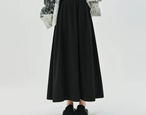 灰色毛呢西装百褶半身裙女秋冬天新款中长款a...