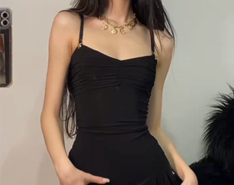 killerGirl美式复古黑色连衣裙词荷...