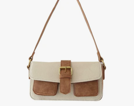 复古腋下包翻扣包帆布包包女双前包单肩包b法...